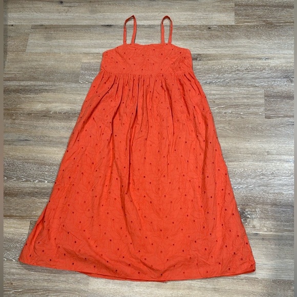 Madewell Size XS Orange Sleeveless Square Neck Maxi Sundress - Picture 4 of 13
